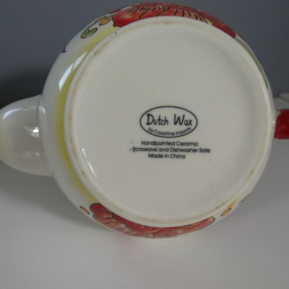 Dutch Wax By Coastline Imports Hand Painted Ceramic Tea Pot Floral - Picture 5 of 5
